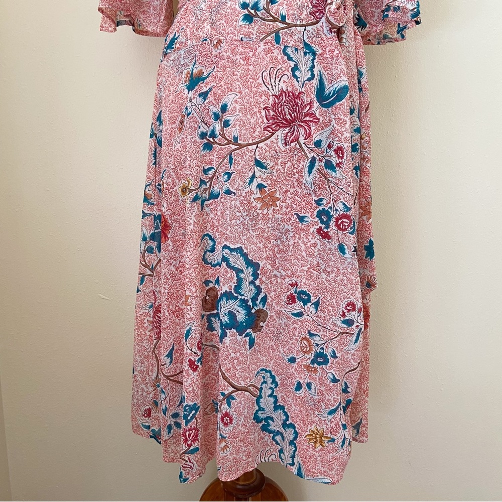 Anthropologie Maeve Adelaide Sheer Floral Wrap Dress - Picture 7 of 16